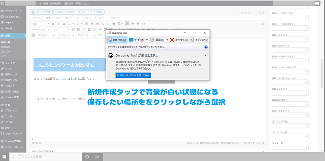 snipping tool　保存したい画像を選択