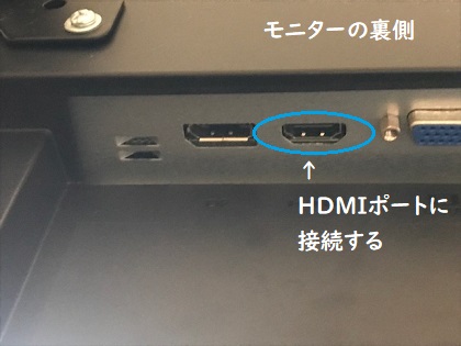 AnyCast本体のHDMIをモニターのHDMIポートに接続する